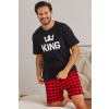 Doctor Nap Krátke pánske pyžamo Royal Family King Dn-nightwear PMB.9952, Veľkosť XXL, Farba čierna