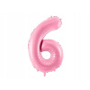 PartyDeco Fóliový balón narodeninové číslo 6 ružový 86cm