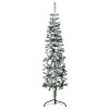 Úzky zasnežený umelý vianočný polovičný stromček 150 cm-ForU-344605