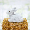 Dekoračná figúrka Zajačik plyšový 6 cm - biely sediaci