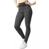 Urban Classics Ladies Interlock High Waist Leggings - CHARCOAL / ČIERNA (Urban Classics dámske legíny s vyšším pásom Interlock High Waist Leggings v tmavej farbe charcoal)