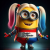 CUKROVÁ TLAČ jedlý obrázok na tortu Cukrová hmota Minionek Harley Quinn + MENO