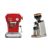 Ascaso Dream PID, Love Red + Eureka Mignon Single Dose PRO, White & Oak