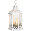 Lampáš MagicHome Vianoce Morocco, LED teplá biela, sviečky, biely, 3xAAA, plast, časovač, 18x15x32 cm