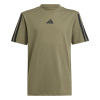 adidas 3 Stripe Essentials T-Shirt Junior Olive Strata 11-12 Years