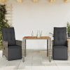 3dílný zahradní bistro set s poduškami šedý polyratan Šedá 3276885