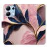 Flip pouzdro iSaprio - Xiaomi Redmi Note 13 4G - Pink Leaves - kapsičky na karty (Knížkový flip kryt, obal, pouzdro iSaprio na mobil Xiaomi Redmi Note 13 4G - Pink Leaves - 360° ochrana telefonu, přih