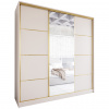 MEBLINE Skriňa s posuvnými dverami so zrkadlom a zásuvkami TRIVI C 180 kašmír / zlaté lemovanie