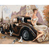 ZUTY Maľovanie podľa čísel DÁMA PRI RETRO AUTE Rámovanie bez rámu a bez vypnutia plátna Rozmer 80x100 cm