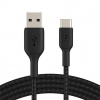 BELKIN kabel oplétaný USB-C - USB-A, 1m, černý CAB002bt1MBK Belkin