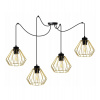 Light Home Závesné svietidlo Nuvola Spider 1, 4x zlaté drôtené tienidlo