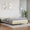 vidaXL Posteľný rám s čelom bez matraca krémový 140x200 cm - Krémová - 237093-249656