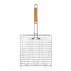 Grilovací opekač na 3 ryby s drevenou rukoväťou 58x25x7cm BBQ
