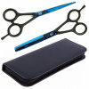PRO FEEL JAPAN SET H02 Blue Matt Black 5,5' - sada profi kaderníckych nožníc v puzdre