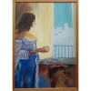 Tehotná - Čakanie - Akad. mal. Varuzhan Aghamyan, originálny, ručne maľovaný obraz L (do veľkosti 95x95cm) Viac farieb