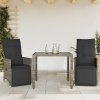 3dílný zahradní bistro set s poduškami šedý polyratan Šedá 3276893