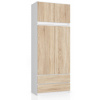 Skriňa s nadstavcom S 90 cm 2D 2SZ CLP biela / sonoma