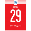 Superfutbal Maketa dresu Bayern Mnichov, červená Rozmer: A2, Meno a číslo: Coman 29