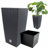 Kvetináč Prosperplast 20 cm x 20 x 37,6 cm priemer 20 cm plast odtiene sivej a striebornej (Antracitový kvetináč, KVETINÁČ do záhrady, domu, terasy, RATTAN ratan s vložkou)