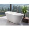 BESCO MOYA 170 x 70cm vaňa voľne stojaca oválna, s chrómovým sifónom, liaty mramor, biela lesklá, #WMD-170-M