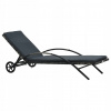 Záhradné lehátko - Vidaxl Deckchair s vankúšom, polystan, čierna (Vidaxl Deckchair s vankúšom, polystan, čierna)