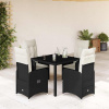 5dílný zahradní bistro set s poduškami černý polyratan Černý 3276988