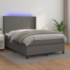 Box spring postel s matrací a LED šedá 140x200 cm umělá kůže Šedá 3139269