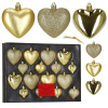 Springos Srdiečka zlatá sada 16ks, vianočné ozdoby