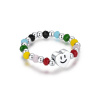 GRACE Silver Jewellery Stříbrný prstýnek Rainbow Smile - srdce, stříbro 925/1000 P-RHR1512/29 nastavitelná Barevná/více barev