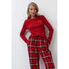 Aruelle vianočné dámske pyžamo bavlnené červené - barva:ARURED/červená, velikost:M