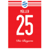 Superfutbal Maketa dresu Bayern Mnichov, červená Rozmer: A2, Meno a číslo: Muller 25