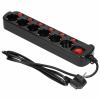 Orno Multiswitch napájacia lišta, 6 zásuviek 2P+Z (Schuko), kábel 3x1,0mm², dĺžka 1,5m. Tepelný istič. 10A/230VAC, čierna