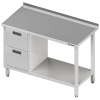 Přístěnný stůl, blok se dvěmi zásuvkami po levé straně a policí 1300x600x850 mm | STALGAST, 980266130 inox