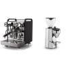Rocket Espresso Mozzafiato FAST V, black + Rocket Espresso SUPER FAUSTO, chrome