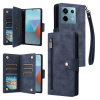 Peňaženkové kožené puzdro Three Folds na Xiaomi Redmi Note 13 Pro - Modrá