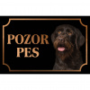 Český fúzač - Kovová tabuľka POZOR PES