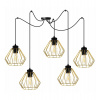 Light Home Závesné svietidlo Nuvola Spider 1, 5x zlaté drôtené tienidlo