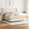 vidaXL Posteľný rám boxspring s matracom krémový 160x200 cm látka - Krémová - 67656-22445