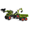 Falk Šliapací traktor 1010W Claas Axos s nakladačom, rýpadlom a vlečkou