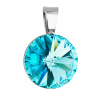 Strieborný prívesok s kryštálmi Swarovski modrý okrúhly-rivoli 34112.3 light turquoise