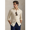 Ľanová košeľa Polo Ralph Lauren Long Sleeve Sport Shirt béžová farba, regular, s klasickým golierom, 710966294