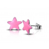 CITY STORM Dámske oceľové náušnice malé hviezdičky - ružové + darčeková krabička zadarmo