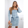 Legínovo Džínsové šaty s elastanom, odhalené ramená S/M-L/XL Farba: Džínsová, Veľkosť: UNI