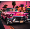 Diamantové malování Cadillac v Los Angeles 30 x 40 cm