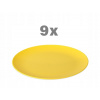 Sada plytkých tanierov, set 9 ks, žlté, nerozbitné, priemer 23.5 cm