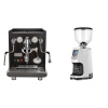ECM Synchronika, black, dark walnut + Eureka Atom Specialty 65, white