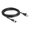 Delock - Síťový kabel - 8kolíkový M12 (M) do RJ-45 (M) - 5 m - 6 mm - S/FTP - CAT 5e - A-kódované, provedení bez hrbolků, bootovaný - černá