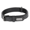 Flamingo Collar Binti Black - kožený obojok pre psa s podšívkou, prírodná koža, neoprén, čierna - M