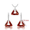 MSPERK Strieborný set trojuholníky náušnice a prívesok Crystal Red Magma Ag 925/1000