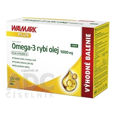 WALMARK Omega-3 rybí olej FORTE cps (výhodné balenie) 1x180 ks, 8596024014359